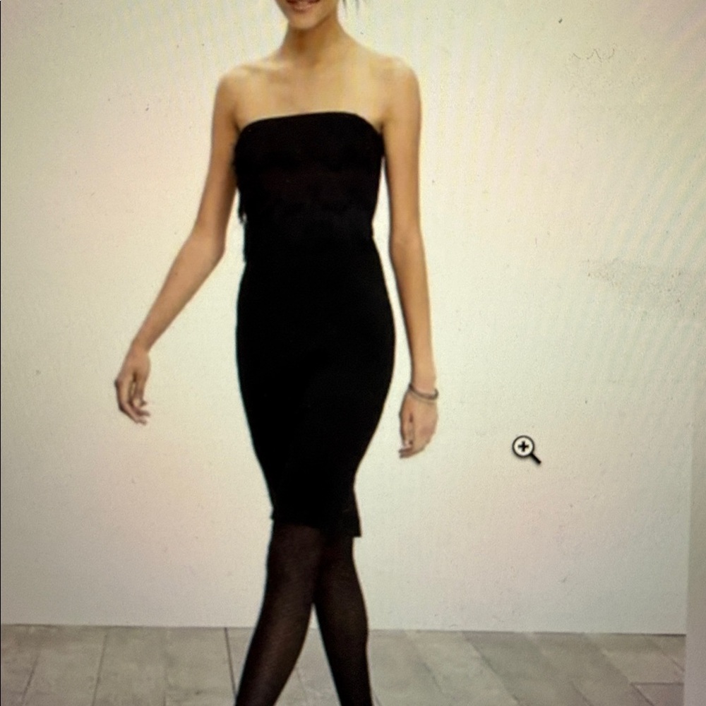 Banana Republic Strapless Fringe Top Dress‎ Black Size 4 Holiday Christmas Party